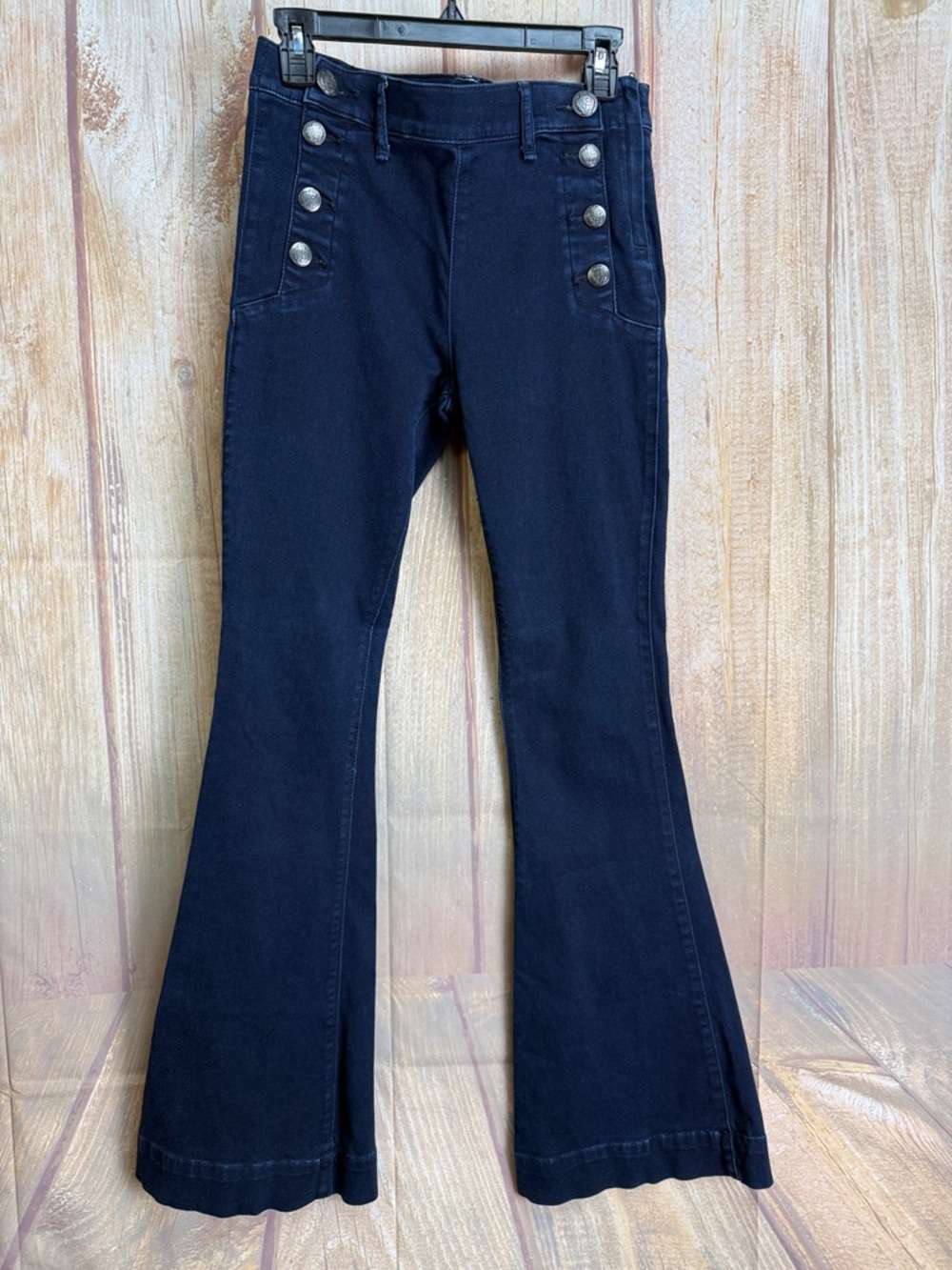 💙Express Navy Flared Sailor Button Jeans Size 6